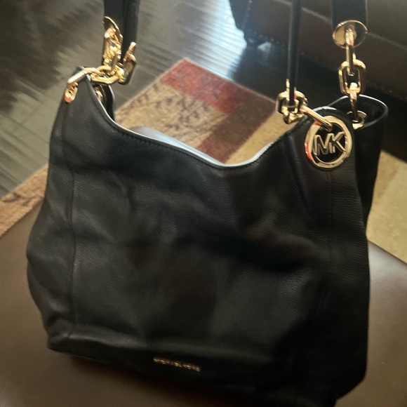 Michael Kors Black Shoulder Bag with Gold Accents USED one time - Picture 1 of 3